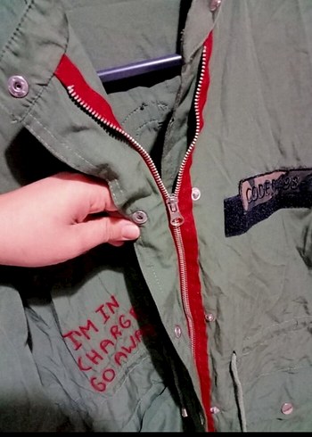 Düğmeli Yeşil Kamuflaj Kadın Ceket - Görsel 2