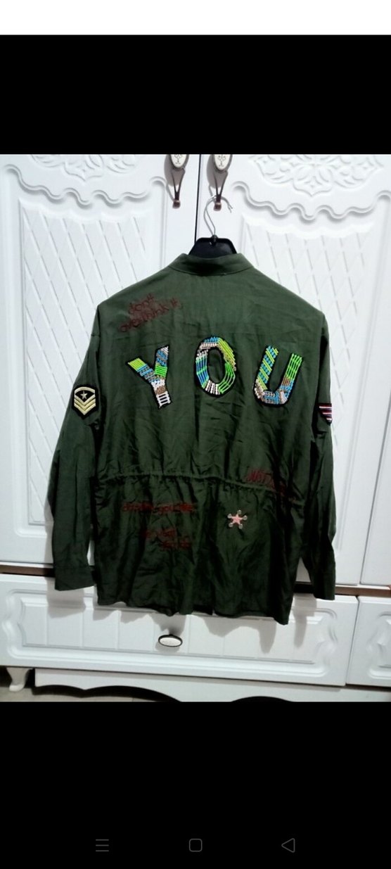 Düğmeli Yeşil Kamuflaj Kadın Ceket - Görsel 4