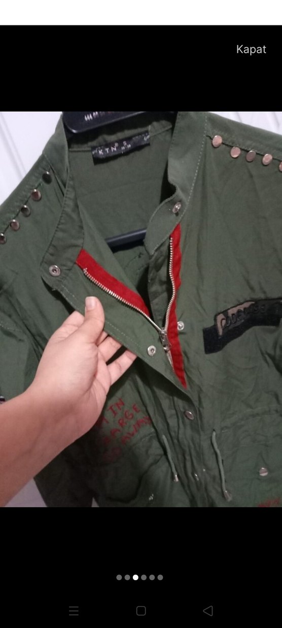 Düğmeli Yeşil Kamuflaj Kadın Ceket - Görsel 3