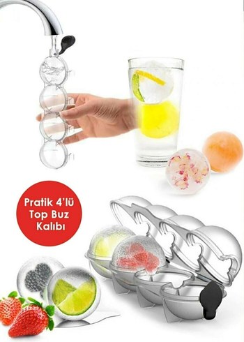 4'lü Küre Yuvarlak Buz Kalıbı - Görsel 4