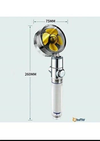 Turbo Pervaneli Ayarlanabilir Basınçlı Duş Başlığı - Görsel 4