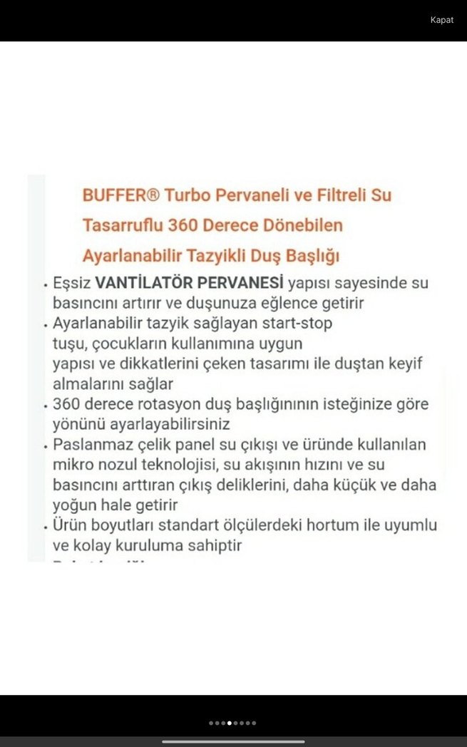 Turbo Pervaneli Ayarlanabilir Basınçlı Duş Başlığı - Görsel 3