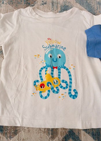 Mavi Baskılı Erkek Çocuk Kısa Kollu Tişört - Görsel 3