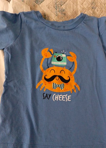 Mavi Baskılı Erkek Çocuk Kısa Kollu Tişört - Görsel 4