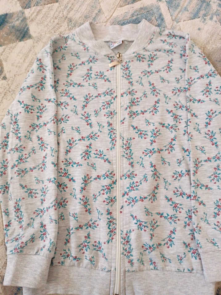 Kız Çocuk Fermuarlı Gri Sweatshirt - Görsel 3