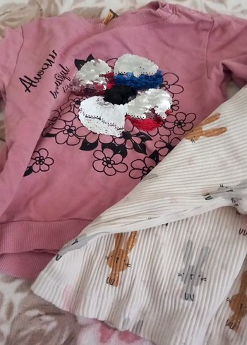 LC Waikiki Piliseli Uzun Kollu Pembe Bebek Kız Takımı