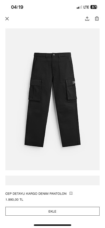 Zara kargo pantolon