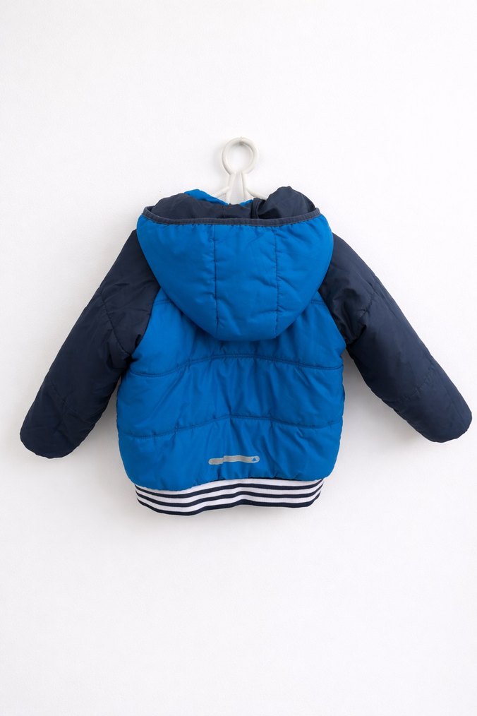 Erkek Çocuk Kapüşonlu Mavi Fermuarlı Mont - Görsel 2