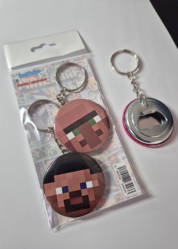 2'li Minecraft Player ve Villager Anahtarlık Seti