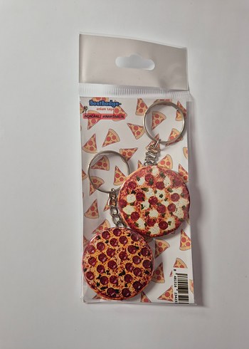 Beden çeşitli Renk 2'li Pizza Desenli Anahtarlık Seti