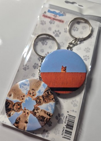 Beden çeşitli Renk 2'li Kedi Temalı Anahtarlık Seti