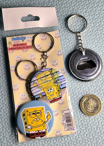 2'li SüngerBob Anahtarlık Seti / angry - Görsel 3