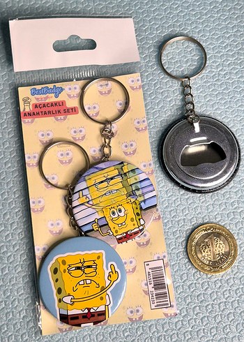 2'li SüngerBob Anahtarlık Seti / angry - Görsel 2