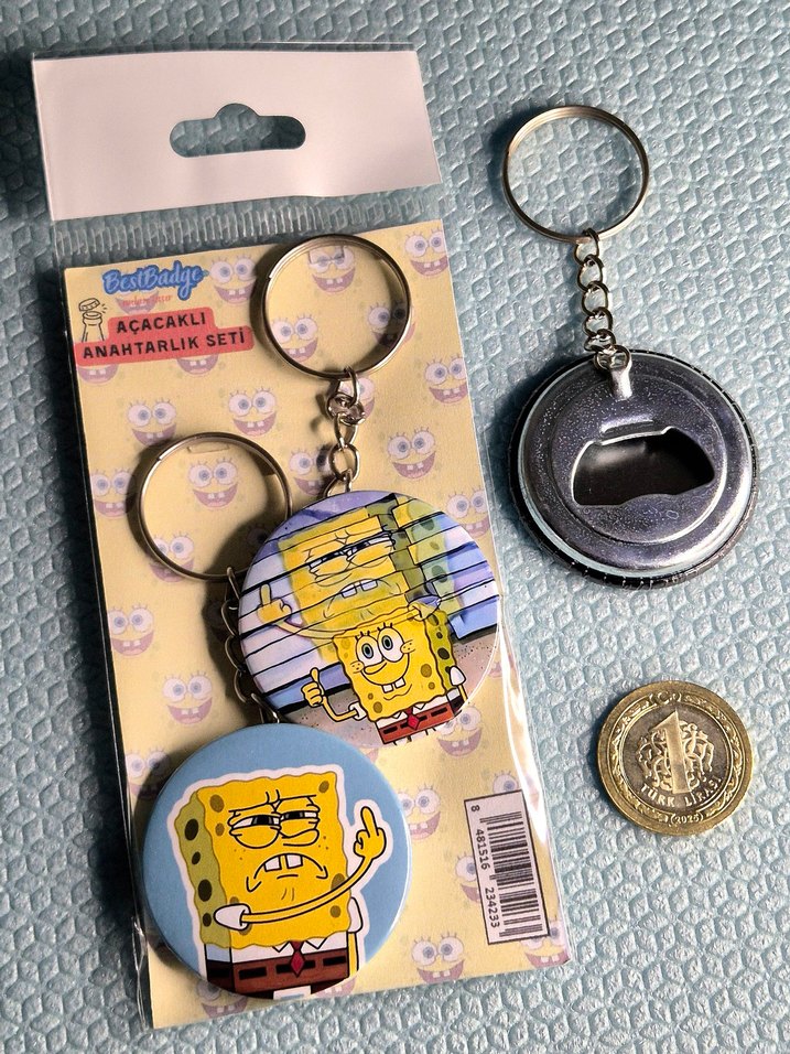 2'li SüngerBob Anahtarlık Seti / angry - Görsel 3
