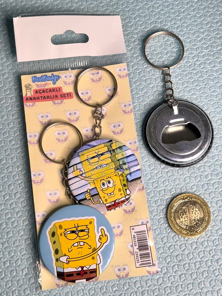 2'li SüngerBob Anahtarlık Seti / angry - Görsel 2
