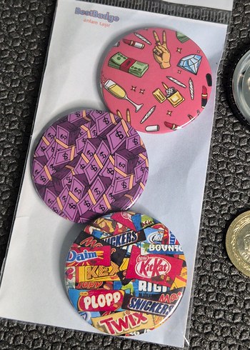 Renkli Vintage Rock Punk 3'lü Rozet Seti - Görsel 3