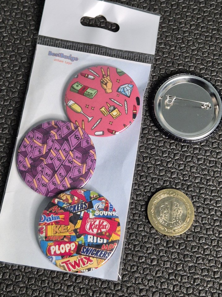 Renkli Vintage Rock Punk 3'lü Rozet Seti - Görsel 2