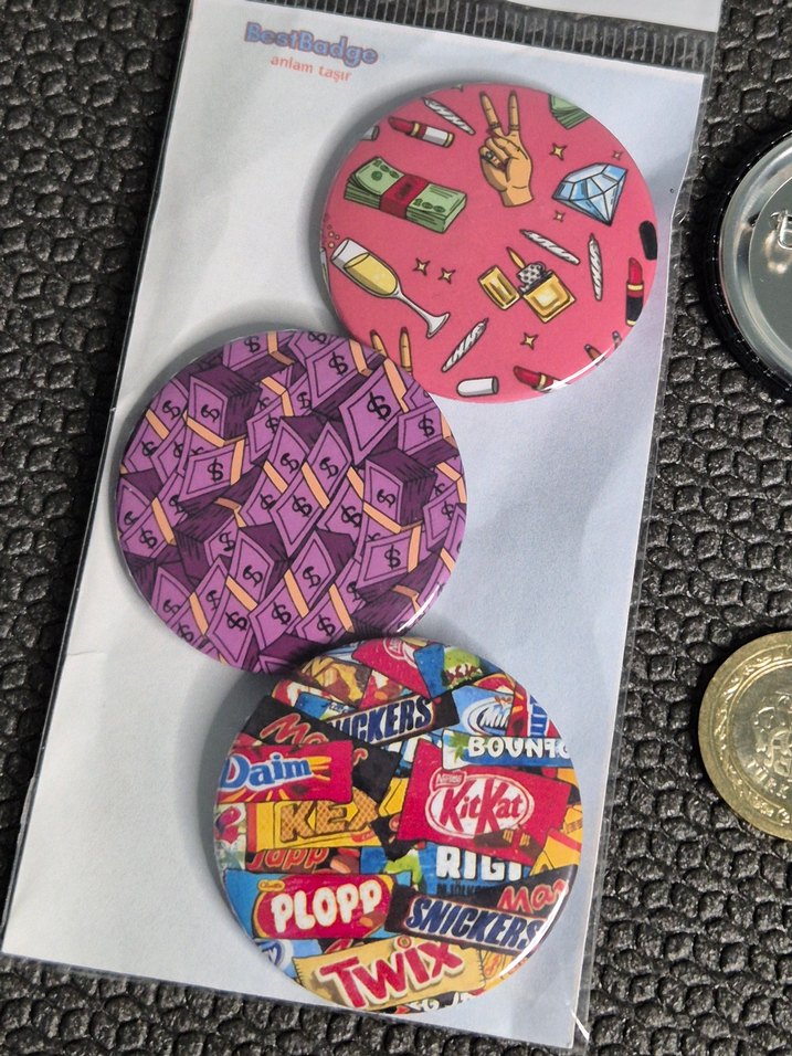 Renkli Vintage Rock Punk 3'lü Rozet Seti - Görsel 3