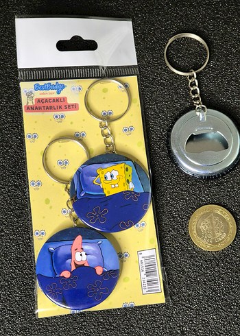 2'li Sünger Bob Patrick Anahtarlık Seti - Görsel 2