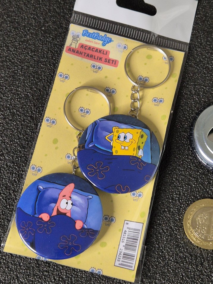 2'li Sünger Bob Patrick Anahtarlık Seti - Görsel 4