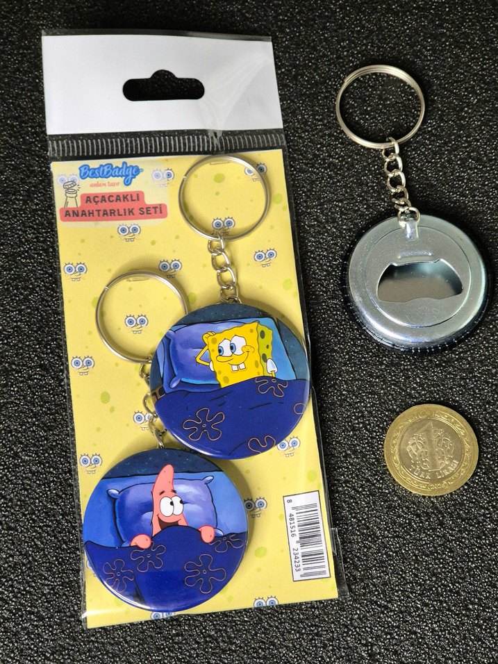 2'li Sünger Bob Patrick Anahtarlık Seti - Görsel 2