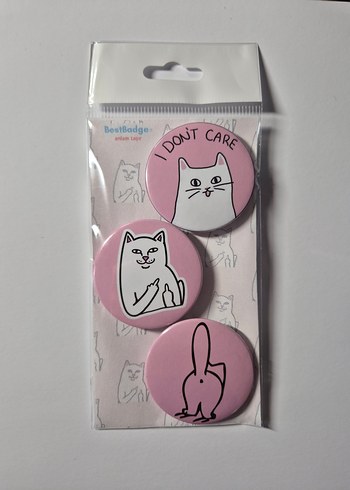 3'lü Shit Cat Temalı Rozet Seti - Görsel 2