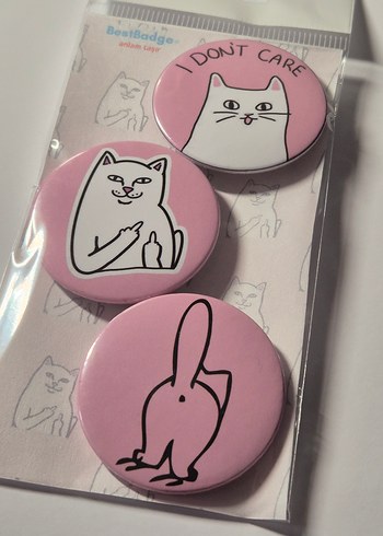 3'lü Shit Cat Temalı Rozet Seti - Görsel 4