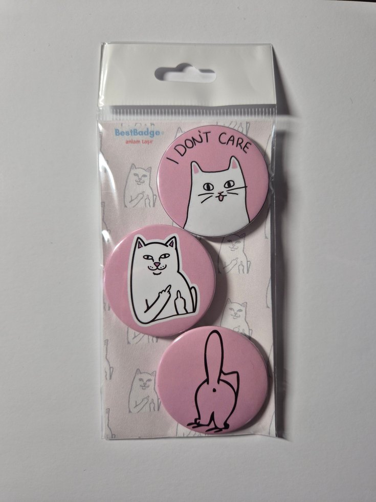 3'lü Shit Cat Temalı Rozet Seti - Görsel 2