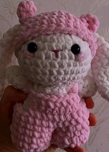 Pembe Peluş Tavşan Oyuncak Amigurumi - Görsel 2