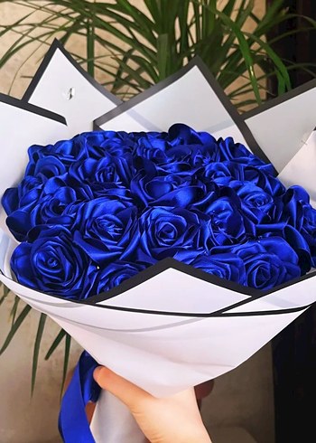 Saks Mavi Saten Kadın Wrap Elbise - Görsel 5