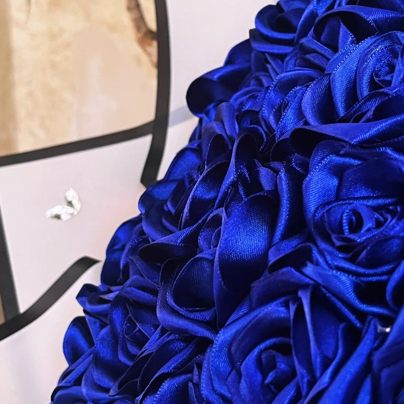 Saks Mavi Saten Kadın Wrap Elbise - Görsel 4