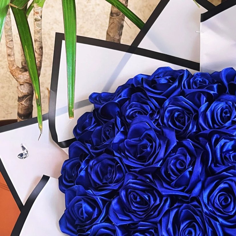 Saks Mavi Saten Kadın Wrap Elbise - Görsel 3