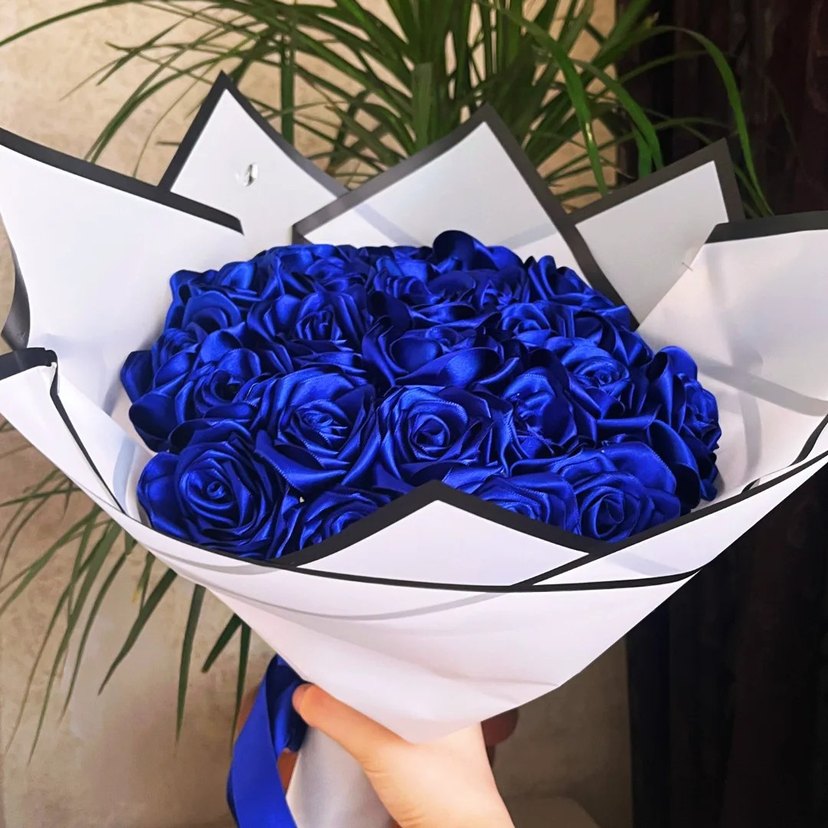 Saks Mavi Saten Kadın Wrap Elbise - Görsel 5