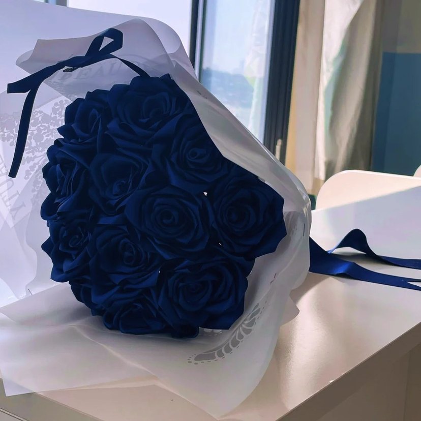 Mavi Fırfırlı Çiçek Desenli Broş - Görsel 3