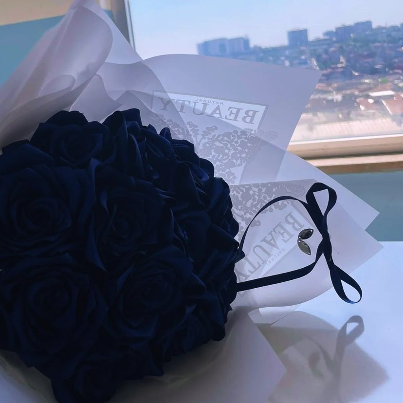 Mavi Fırfırlı Çiçek Desenli Broş - Görsel 2