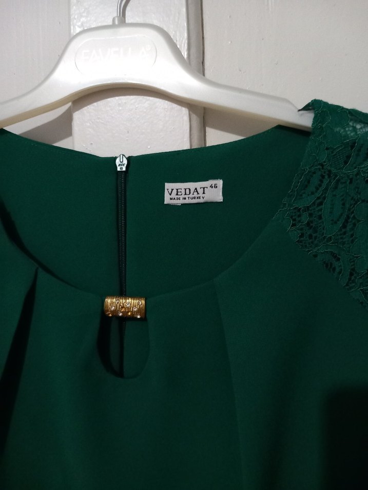 Dantel Detaylı Yeşil Midi Abiye Elbise - Görsel 4