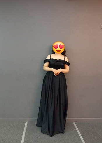 Siyah Saten Abiye Elbise - Görsel 2