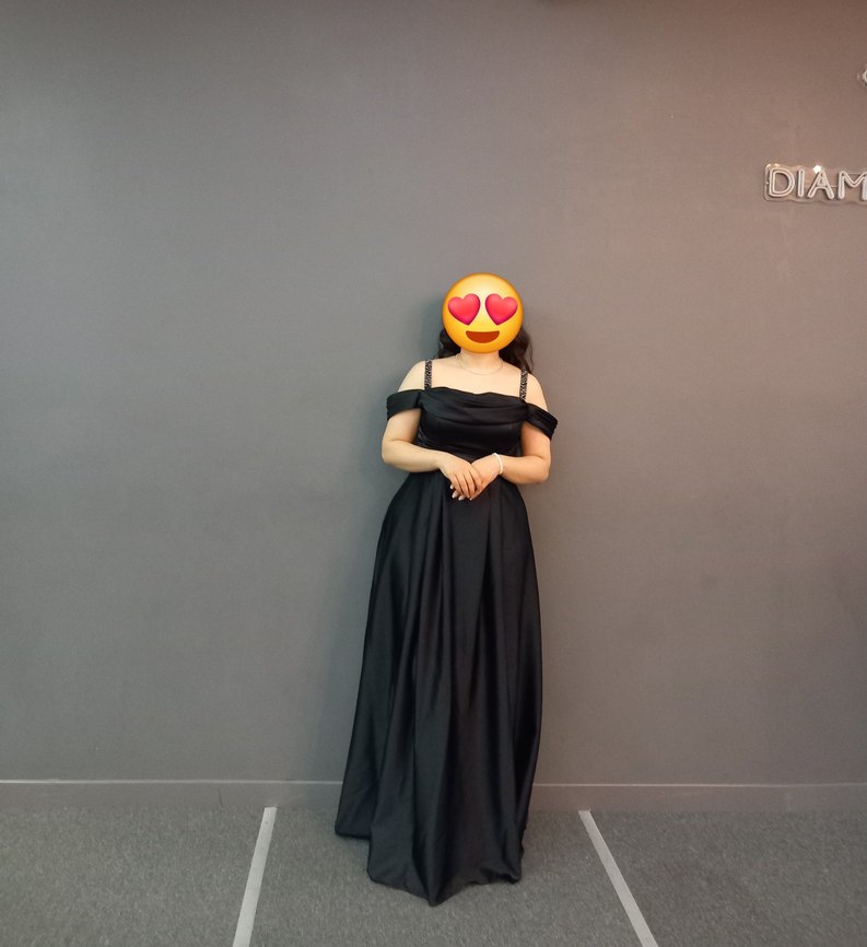 Siyah Saten Abiye Elbise - Görsel 2