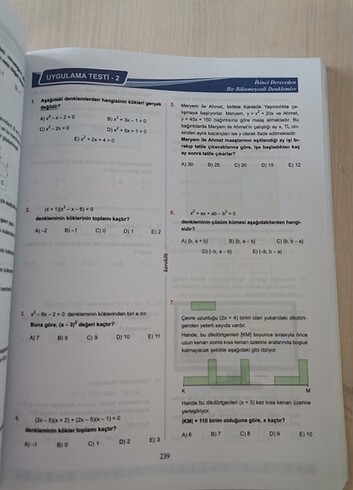 Beden 10. Sınıf Matematik Soru Bankası Karekök Yayınları 