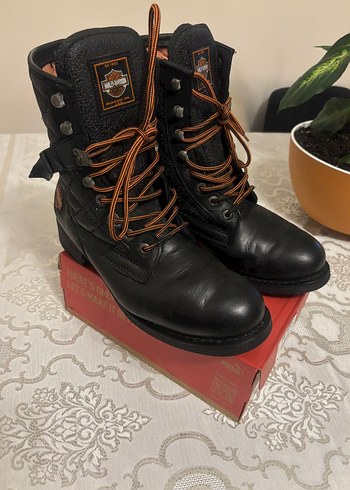 Erkek Siyah Deri Biker Bot, Tokalı, Yüksek Topuklu - Görsel 5