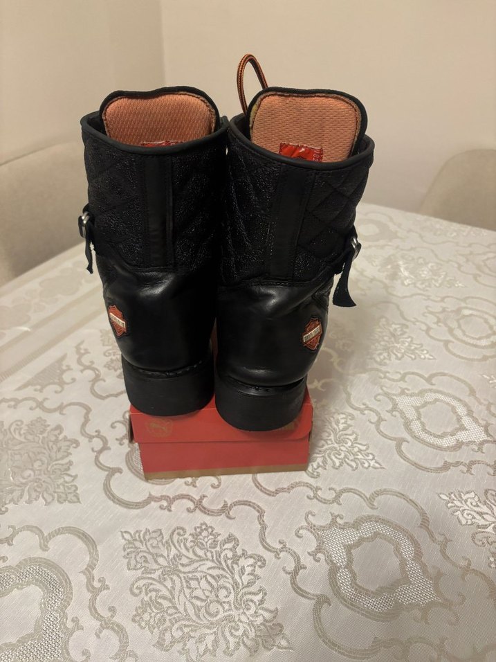 Erkek Siyah Deri Biker Bot, Tokalı, Yüksek Topuklu - Görsel 4