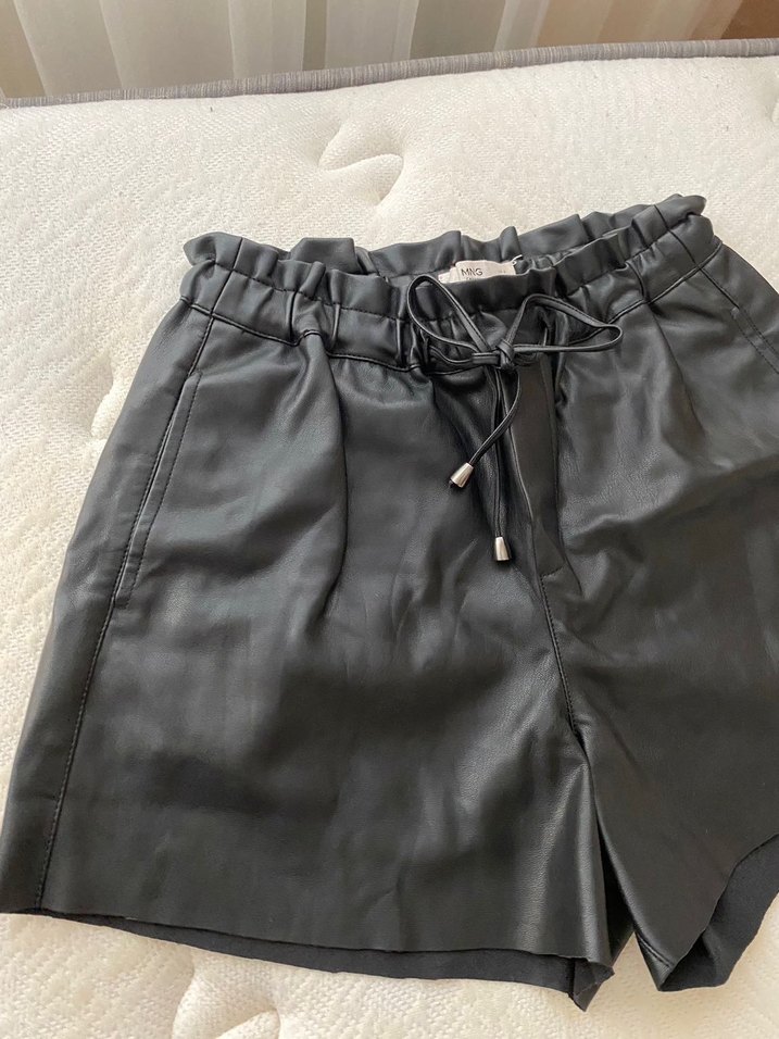 Siyah Deri şort - Görsel 2