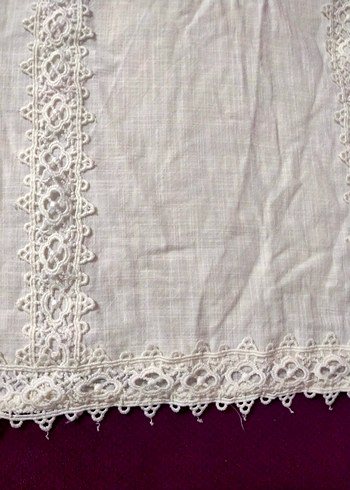 Dantel Detaylı Beyaz Keten Bluz - Görsel 5
