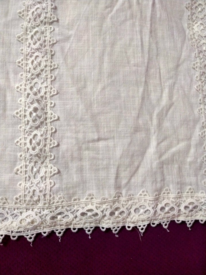 Dantel Detaylı Beyaz Keten Bluz - Görsel 5