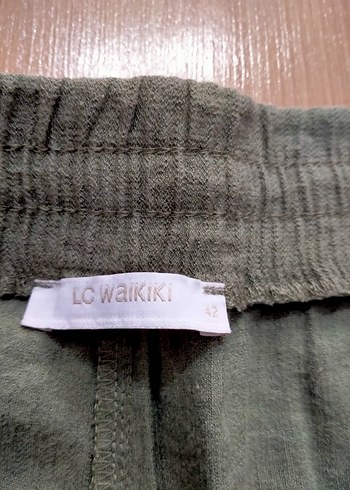 Kadın Haki Keten Pantolon - Görsel 3