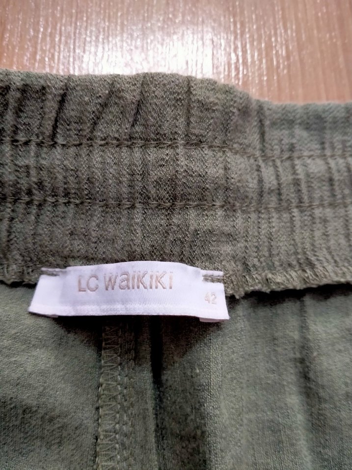 Kadın Haki Keten Pantolon - Görsel 3