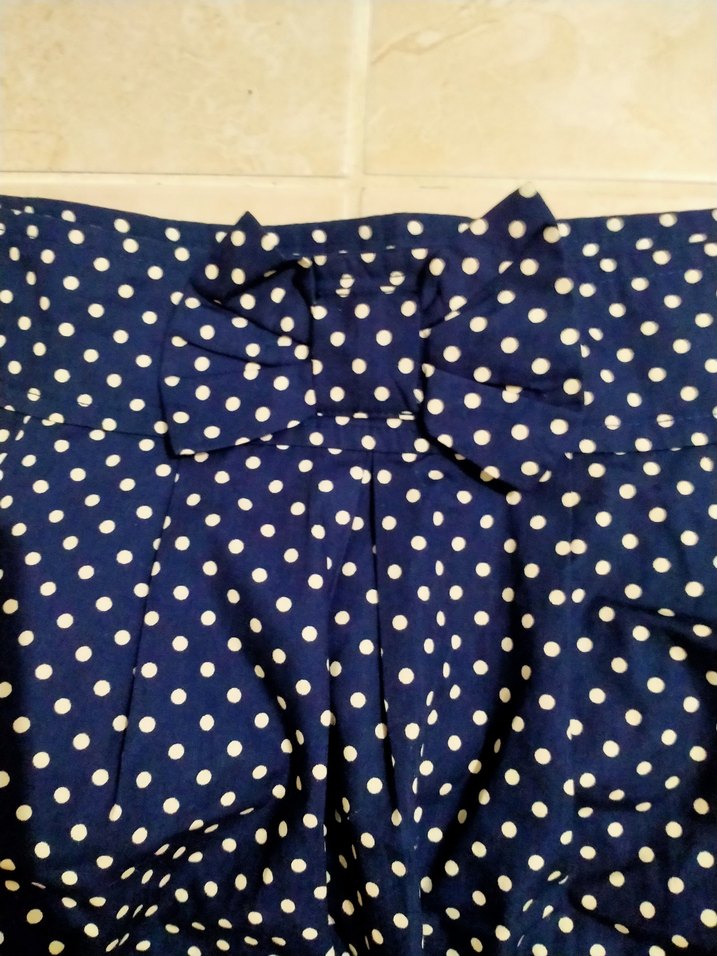 Lacivert Puantiyeli Midi Etek ince kumaş - Görsel 2