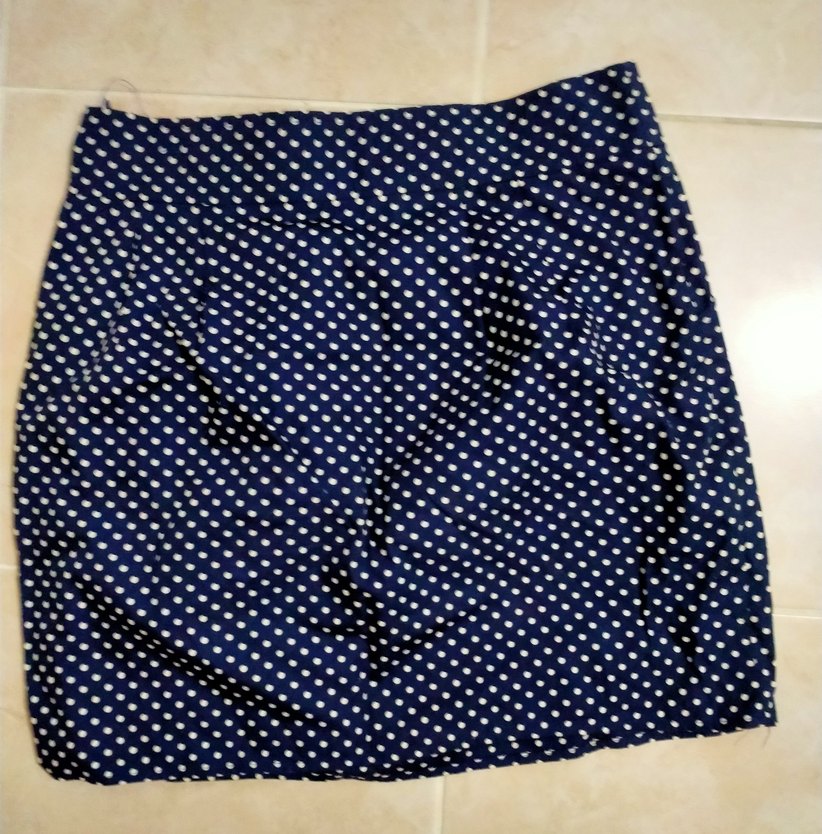 Lacivert Puantiyeli Midi Etek ince kumaş - Görsel 4