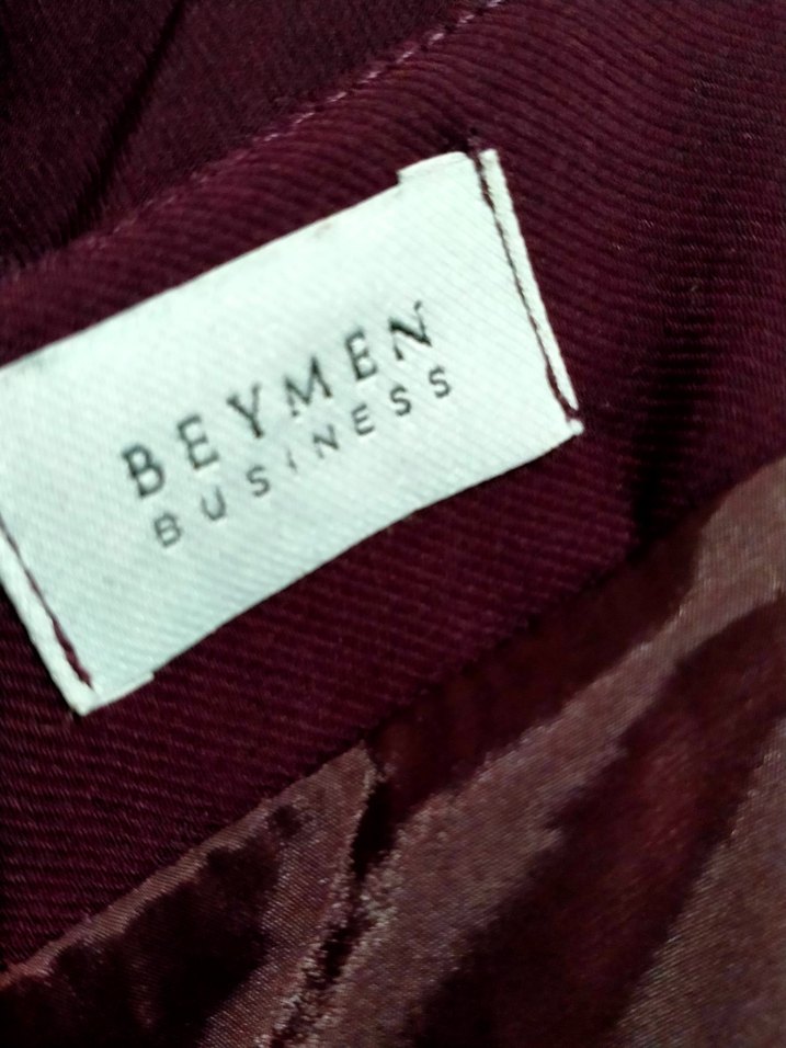 Mürdüm rengi Kolsuz Midi kumaş Elbise - Görsel 3