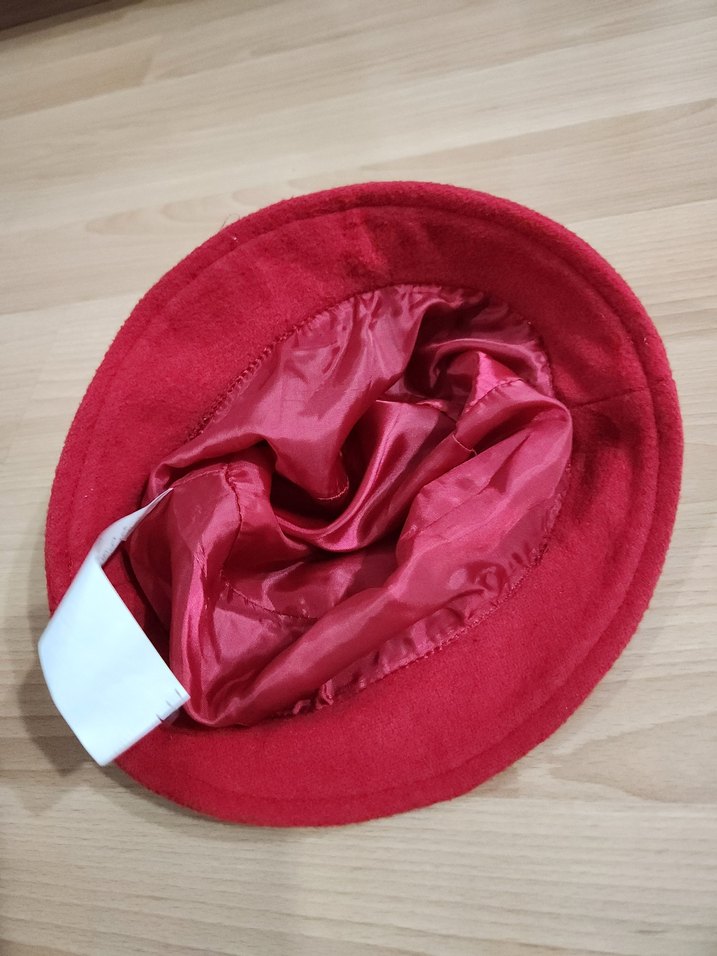 Kırmızı Kadın Bucket Şapka - Görsel 4